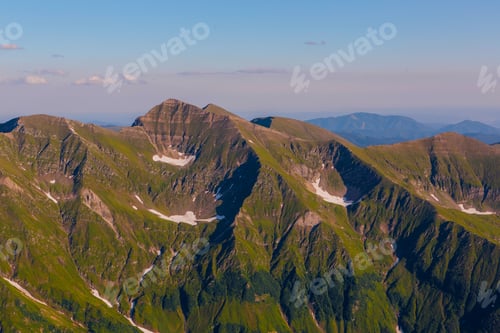 Preview: Sunset, mountain landscape in the Carpathian Mountains, Fagaras, Romania, outdoors