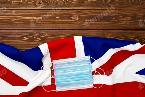 Preview: Medical mask on flag of United Kingdom