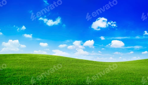 Preview: Green hills with blue sky