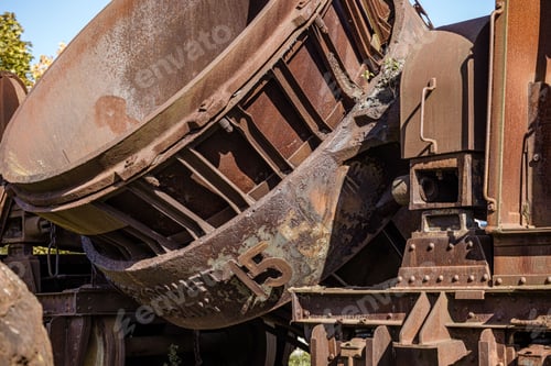 Preview: Closeup of an old slack wagon from a smelting furnace industry