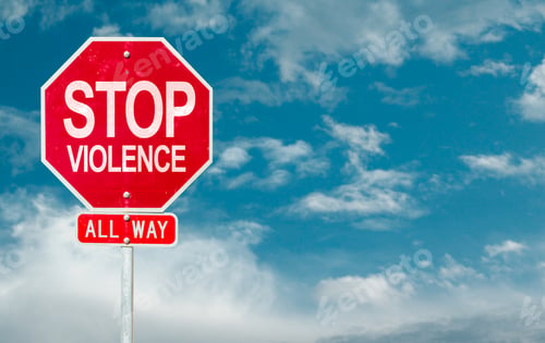 Preview: Stop Violence Creative Sign On A Sky Background