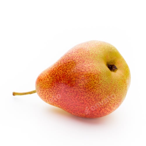 Preview: Fresh bio pear with leaves on isolated white background.