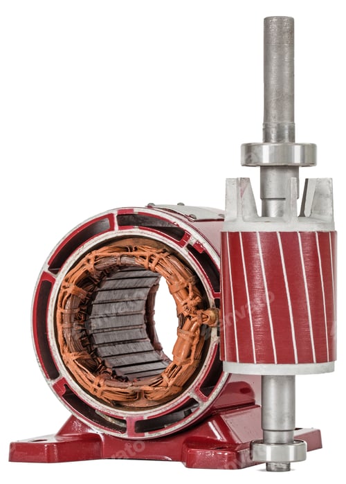 Preview: Rotor and stator of electric motor, isolated on white background