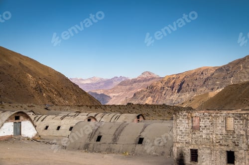 Preview: Las Cascaras old ruins from the construction of Embalse el Yeso Dam at Cajon del Maipo - Chile