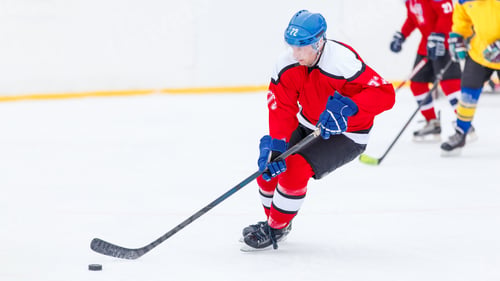 Preview: Professional ice hockey player in attack on the rink