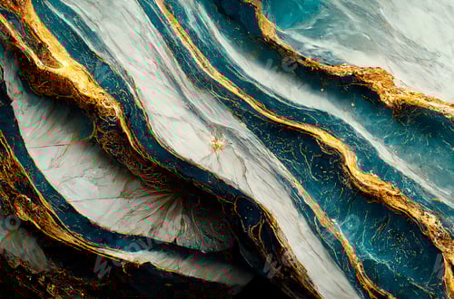 Preview: Luxury marble texture background white, blue and gold.