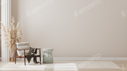 Preview: Minimalist modern living room interior background, living room mock up in scandinavian style