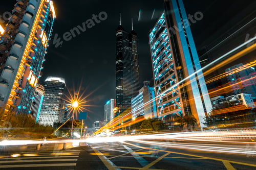City Lights Long Exposure at Night