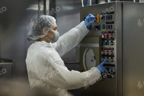 Preview: Female Worker Pushing Buttons at Control Panel