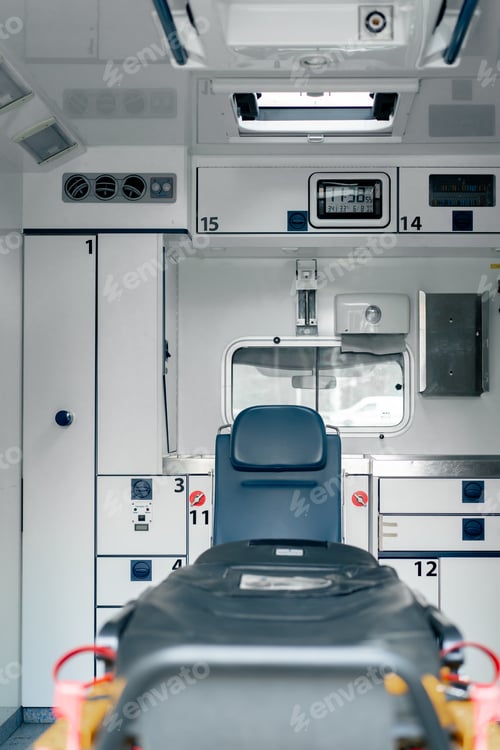 Preview: on the street in an ambulance, all the equipment and everything necessary with medicines to provide