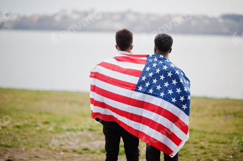 Preview: African teenagers friends with USA flag
