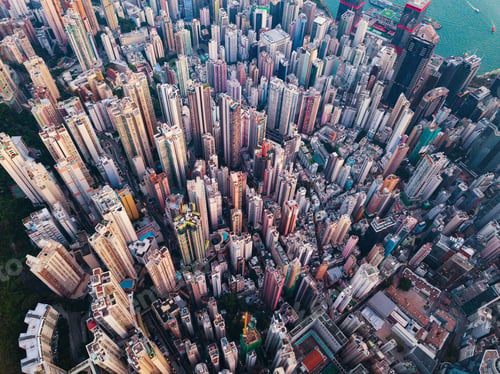 Preview: Hong Kong Downtown, China. Financial district in city in Asia. Skyscraper buildings
