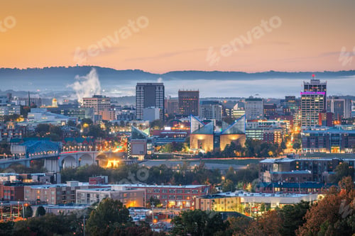 Preview: Chattanooga, Tennessee, USA downtown city skyline at dusk.