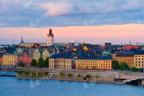Preview: Stockholm, Sweden. The capital of Sweden. Cityscape during sunset.