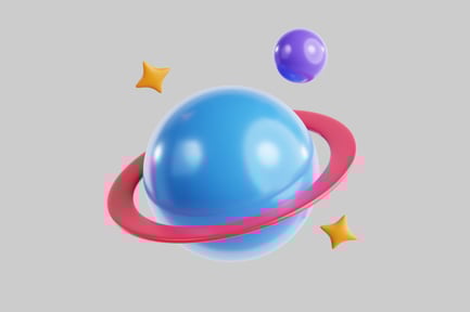 Preview: Cartoon planet with ring and stars
