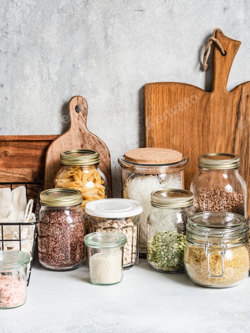 Preview: Kitchen storage of reusable products for the environment and zero waste life.