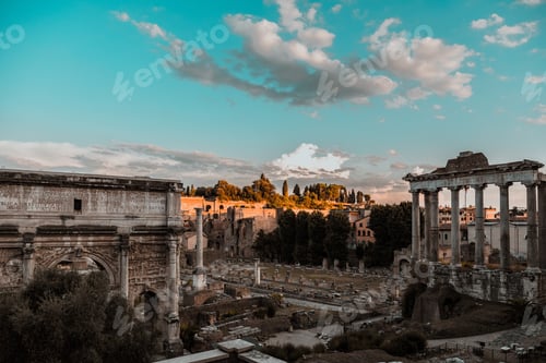 Preview: Panoramic view of historic building against sky