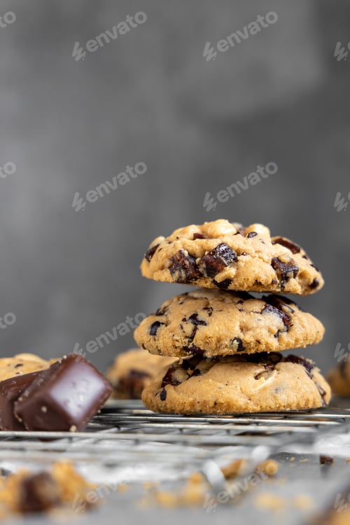 Preview: chocolate cookies on gray table