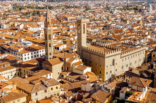 Preview: Aerial view on the beautiful rooftops in Florence old town