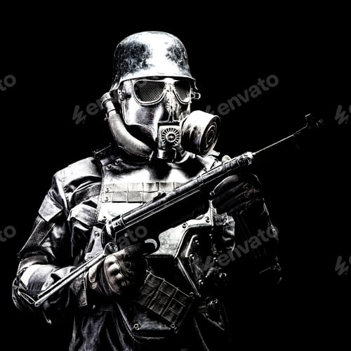 Preview: Futuristic nazi soldier studio shot