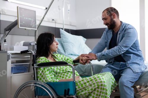 Preview: Couple expecting child in hospital ward talking