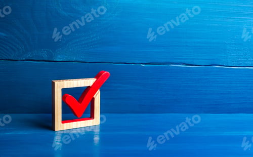 Preview: Red voting tick in a box. Checkbox