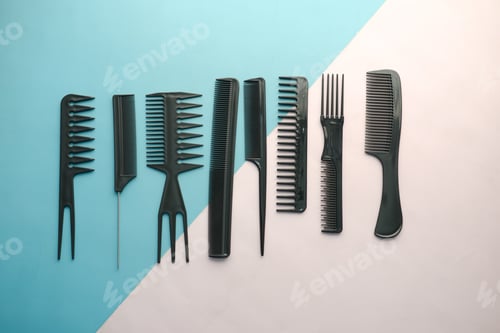 Preview: overhead view of Professional combs on color background