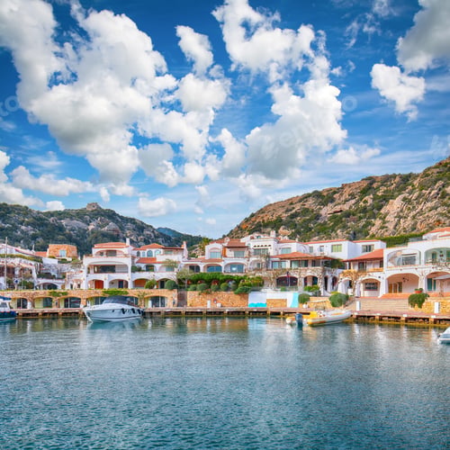 Preview: Unbelivable view of Poltu Quatu port and bay with luxury yachts on Costa Smeralda.