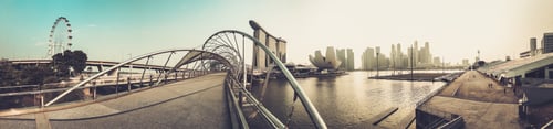 Preview: Panorama of The Helix bridge with Marina Bay Sands in background, Singapore