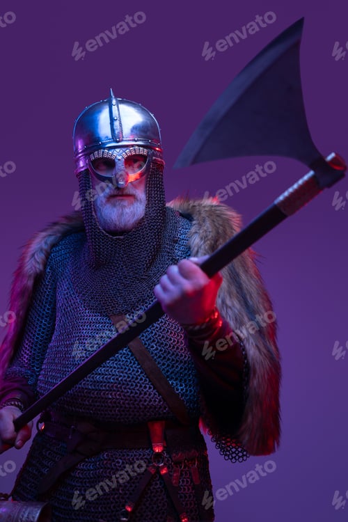 Preview: Studio shot of elder viking in armored clothing