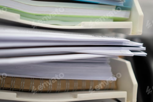 Preview: Stack of paper, Document, many jobs waiting to be done on the table, busy concept
