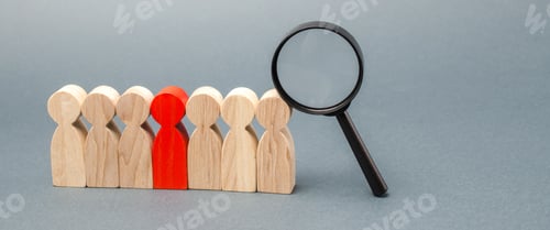 Preview: Team of workers and magnifying glass