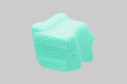 Visualização: Forma de bolha azul-esverdeada com manchas suaves