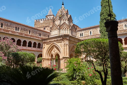 Preview: Saint Mary Guadalupe church cloisterr. Caceres, Extremadura. Spain