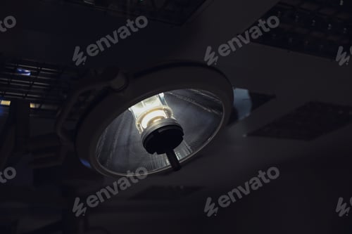 Preview: Operating Room Light Fixture in a Dark Room