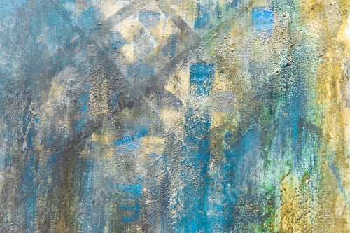 Preview: Building wall design painted in blue and yellow colors