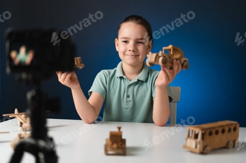 Preview: Young boy video blogger making stream with his followers