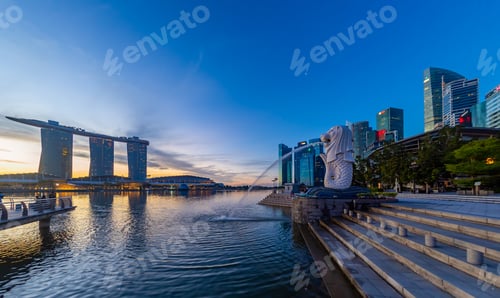 Preview: Singapore Merlion Park downtown Singapore business district