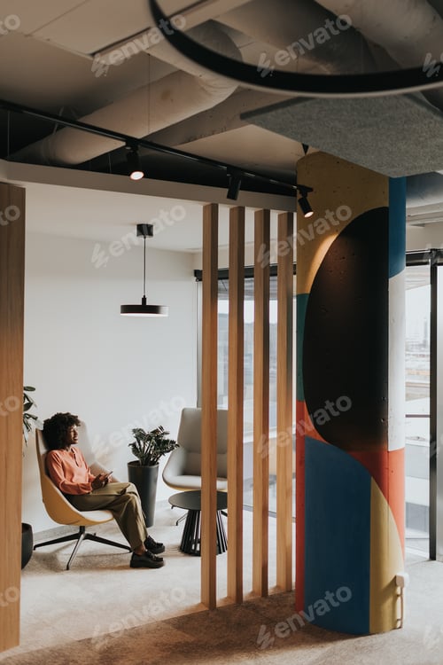 Preview: Serene Afternoon Break at a Modern Cozy Office Corner