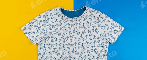 Preview: a simple t-shirt top isolated, minimalistic concept with copy space mockup, a view from above