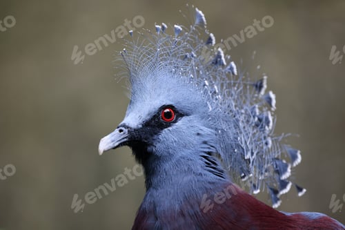 Preview: Victoria crowned pigeon (Goura victoria) on green natural background