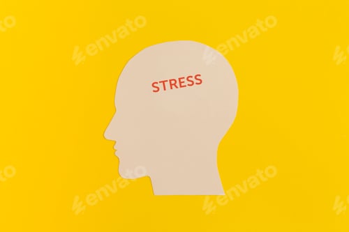 Preview: Human head with gears on yellow background