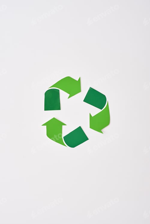 Preview: Think about future. Isolated recycle symbol at white background
