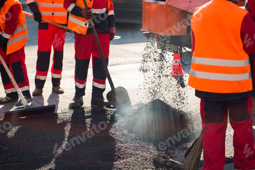 Preview: Street resurfacing. Fresh asphalt construction. Bad road