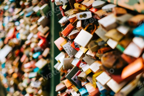 Preview: Close up shot of Love lock on a bridge in Cologne.
