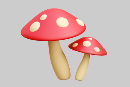 Preview: Vibrant Red Mushrooms With White Spots