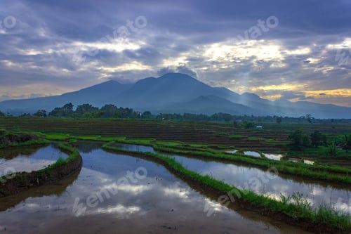 Preview: beautiful morning view from Indonesia of mountains and tropical forest