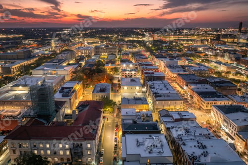 Preview: Aerial view of Savannah, old historical city in Georgia.