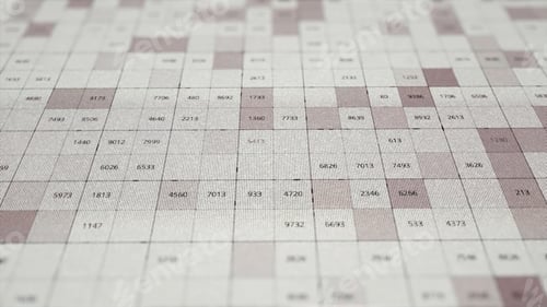 Preview: Abstract data processing over white and pink blinking squares. Animation. Science and research