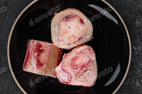 Preview: raw bone food fresh bone marrow healthy eating cooking appetizer meal food snack on the table
